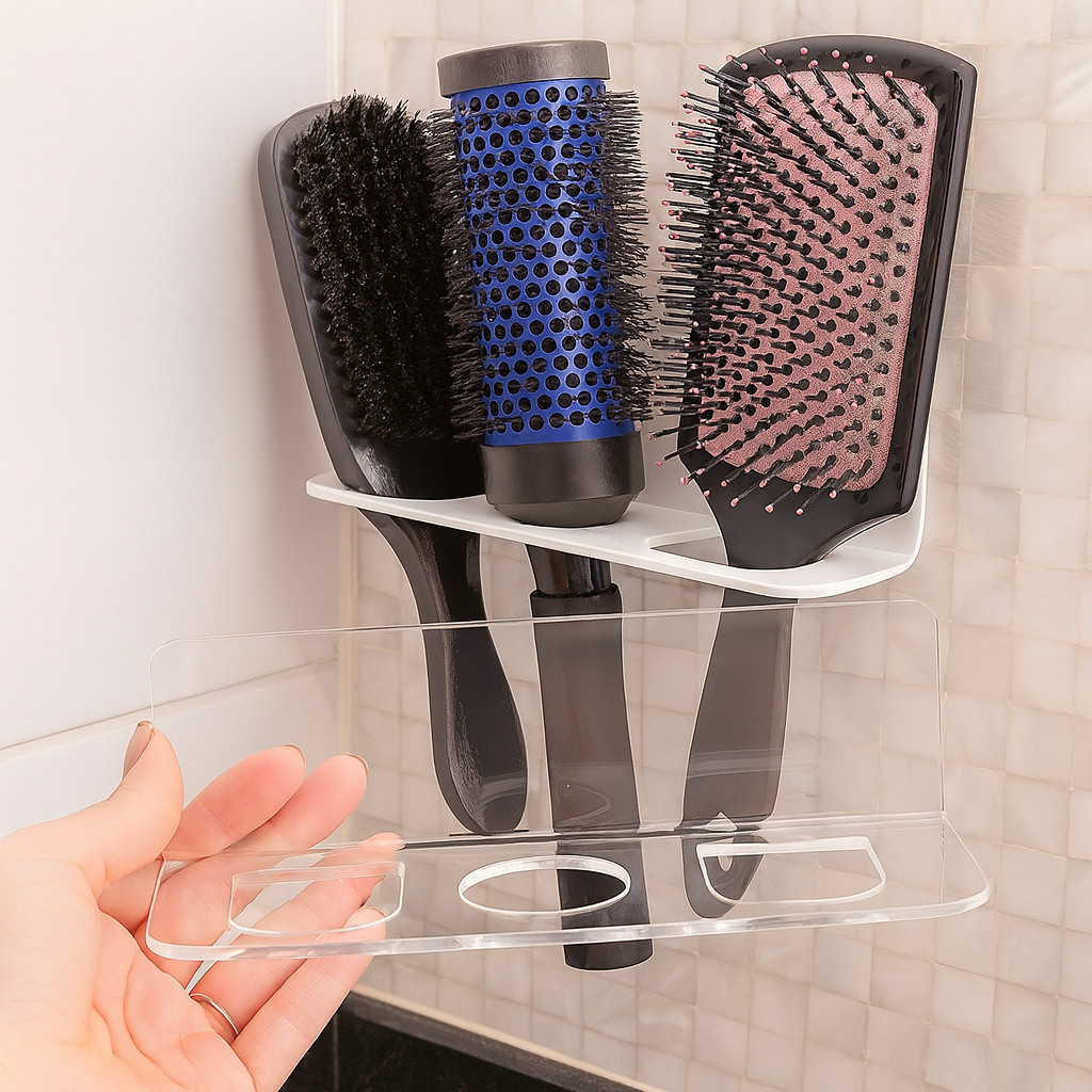 Suporte Escova de Cabelo Acrílico Utilidades Organizadores Quarto Guarda Roupa