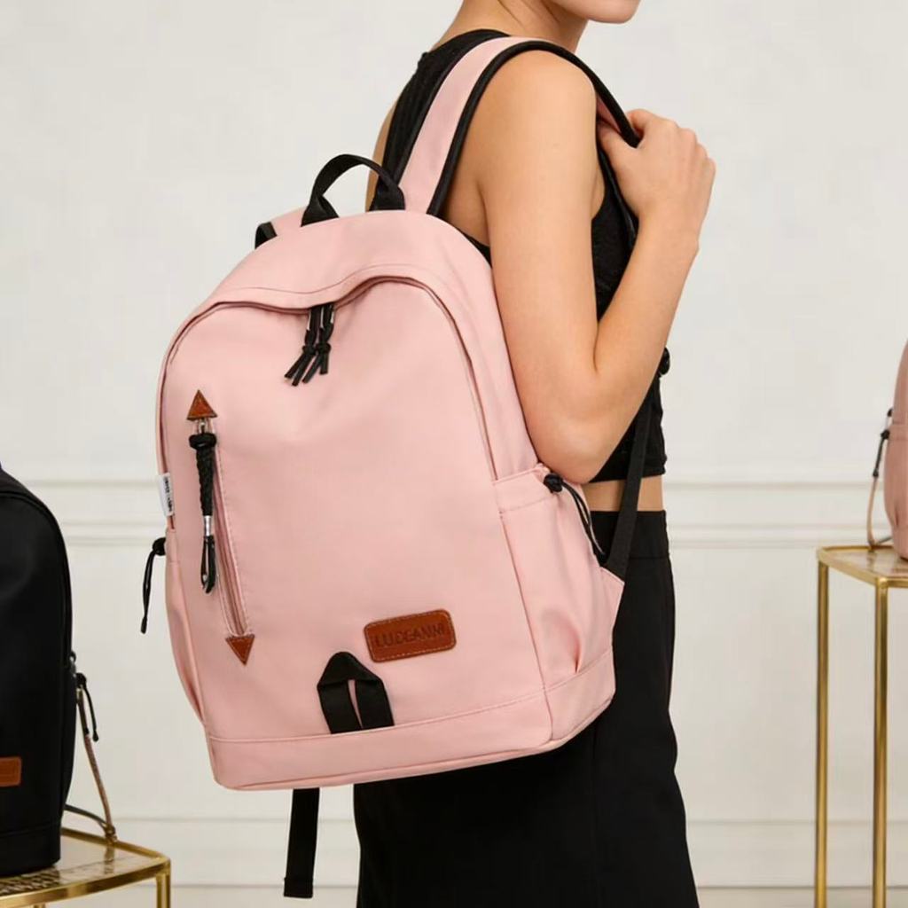 Mochila Minimalista De Nylon Unissex Leve Estilo Coreano Casual Escola Universitário X032 TM