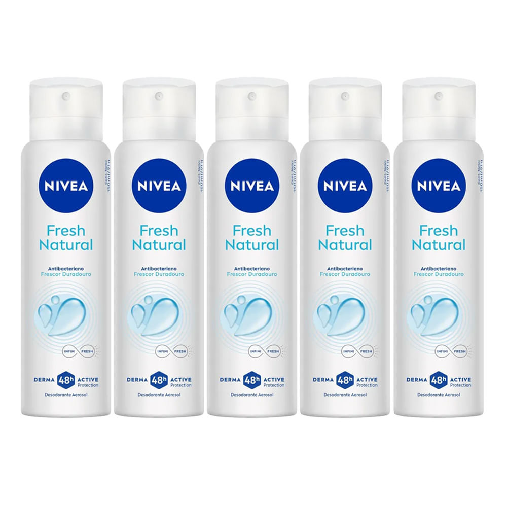 Kit Desodorante Aerosol Nivea Fresh Natural 150ml - 5 unidades em Oferta na Shopee