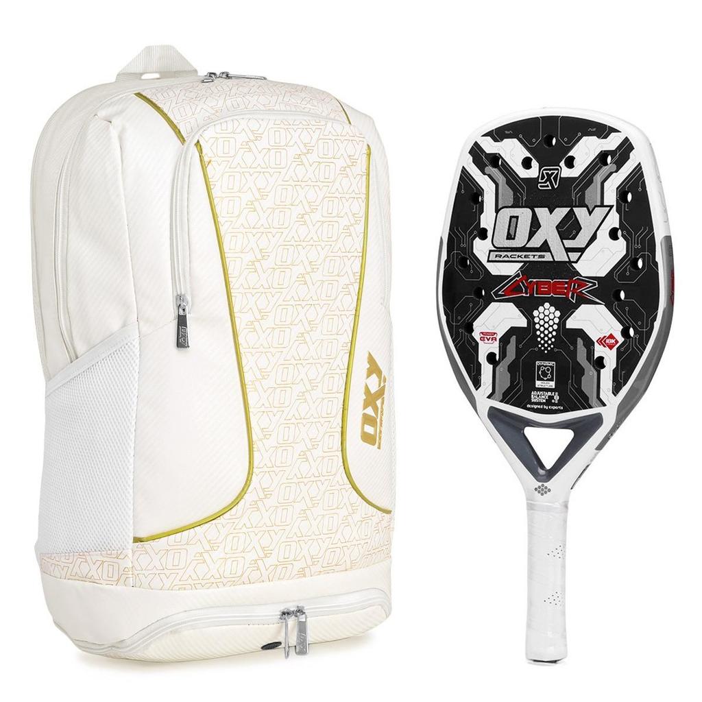 Raquete De Beach Tennis Oxy Cyber com Mochila Oxy Beach Branca de Brinde