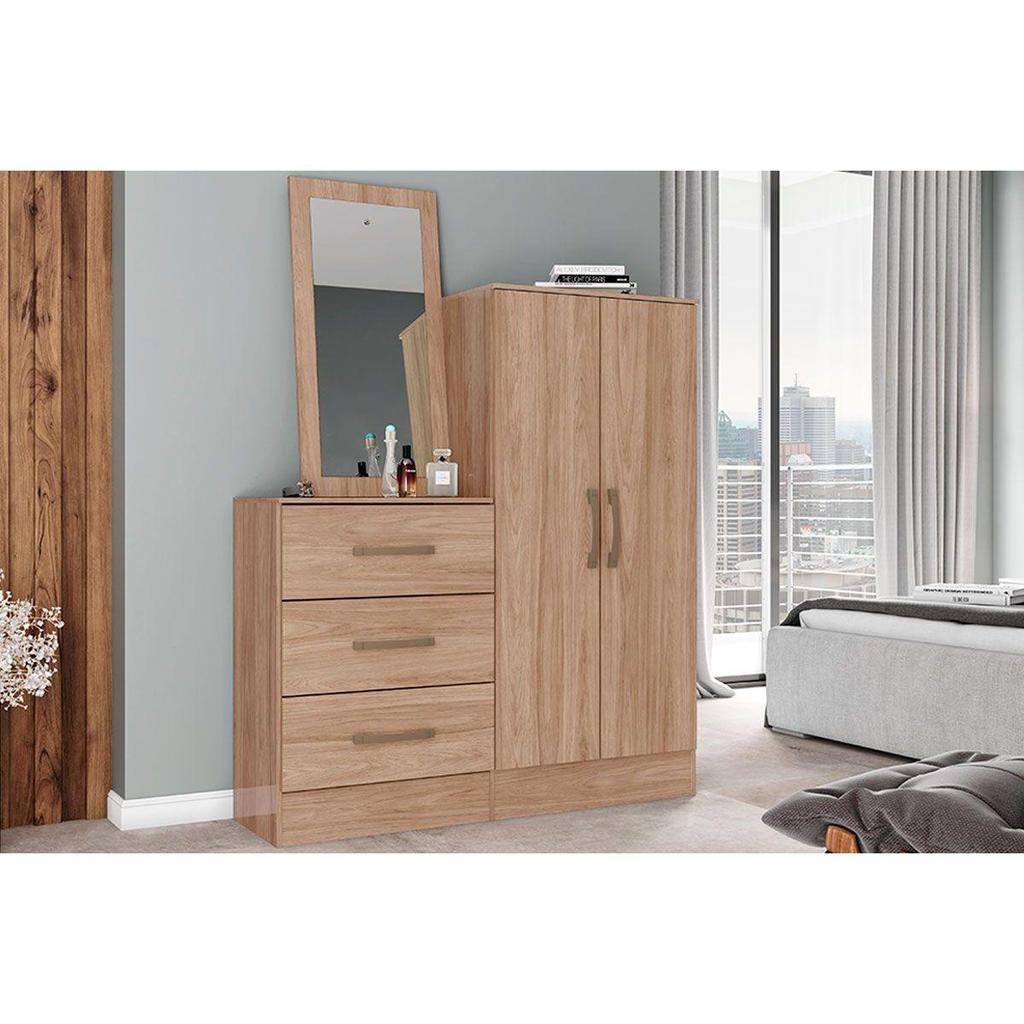 Cômoda de Quarto Briz B700 c/ 2 Portas e 3 Gavetas Jequitibá Brilho - Henn em Oferta na Shopee