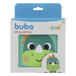 Kit 3 Potes Lancheira Infantil Buba Buba Zoo Dino