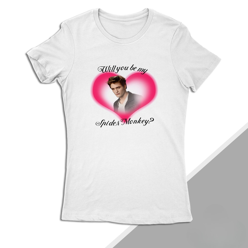 [Camiseta Premium em Algodão Puro]BOW Camiseta Crepúsculo Edward Twilight Will you be my spider Monkey MALHA COM ELASTAN