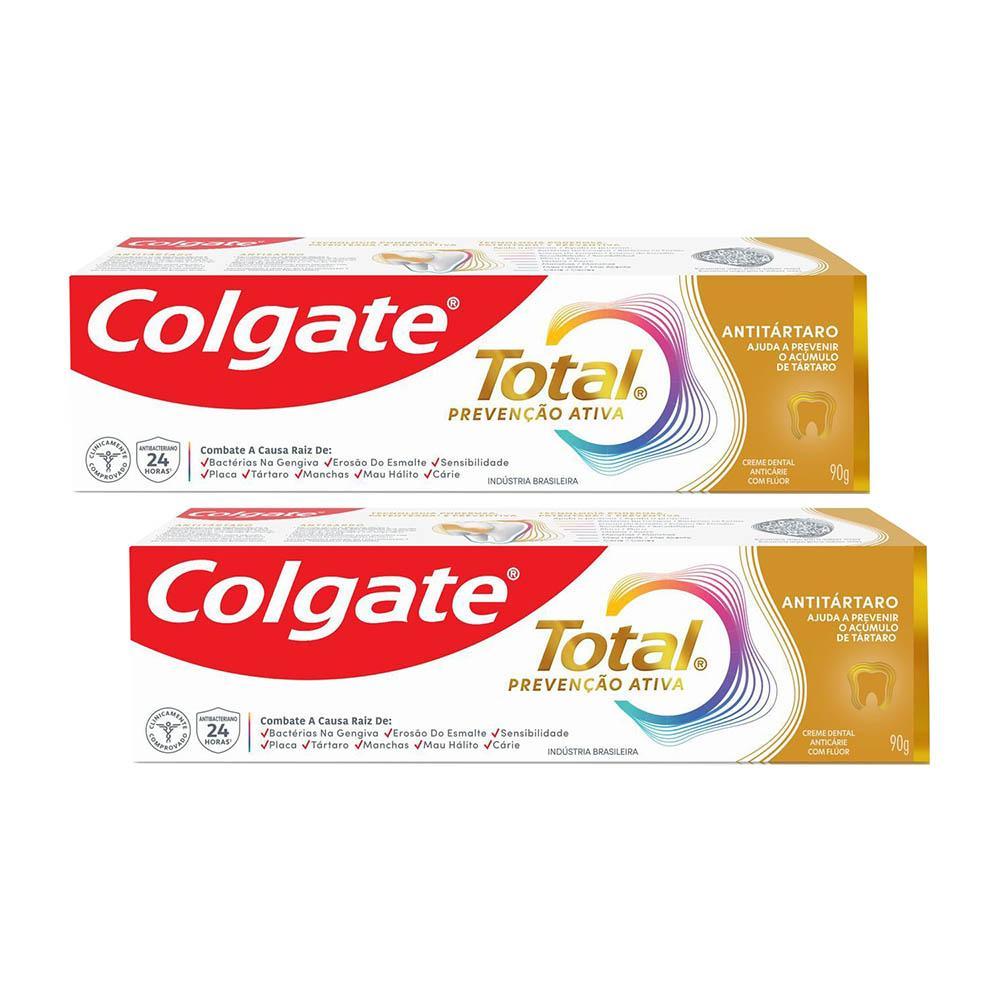 Kit 2 Cremes Dentais Colgate Total Anti Tártaro 90g em Oferta na Shopee