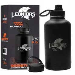 Garrafa Térmica Leonidas, 1.750ml, 24h Frio e 10h Quente, Metal, Preto