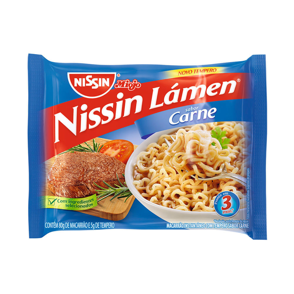 Macarrão Instantâneo Nissin Lámen Sabor Carne 85g em Oferta na Shopee