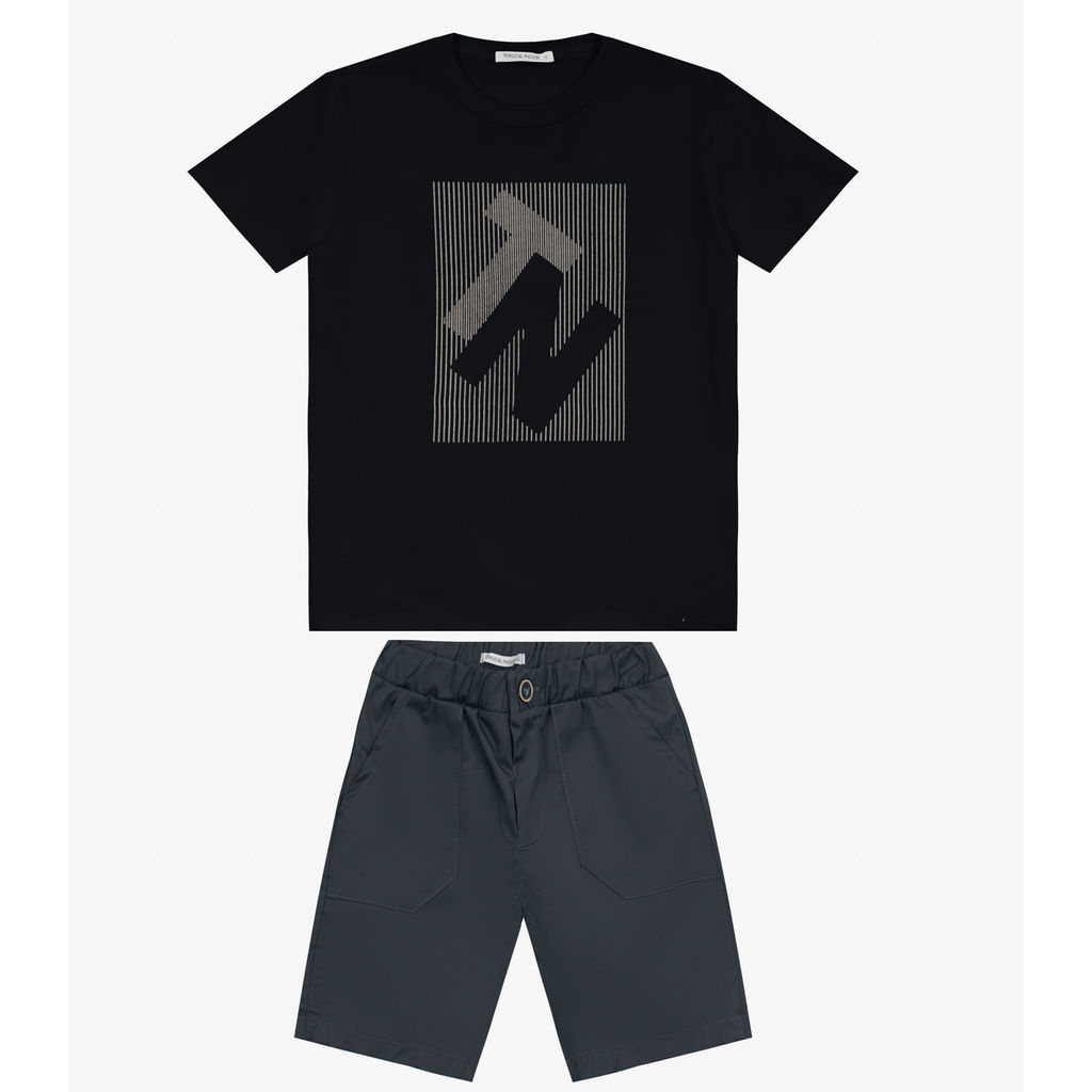 Conjunto Masculino Camiseta com Bermuda Trick Nick Preto