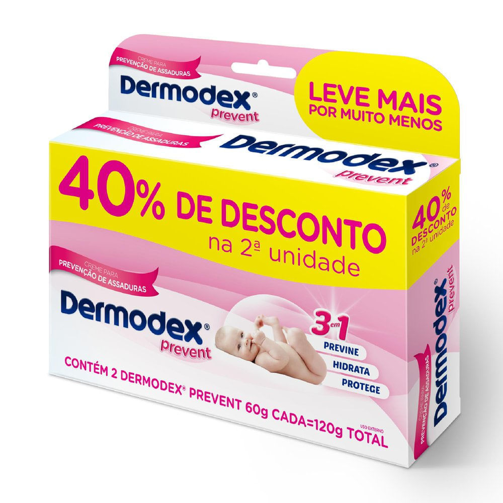 Kit Pomada para Prevenção de Assaduras Dermodex Prevent 2 Unidades de 60g 40% na 2ª Unidade em Oferta na Shopee