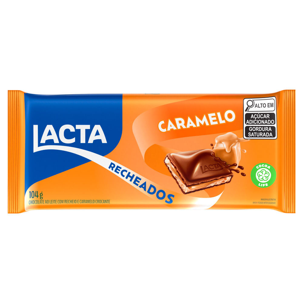 Chocolate ao Leite Recheio Caramelo Lacta Recheados 104g em Oferta na Shopee