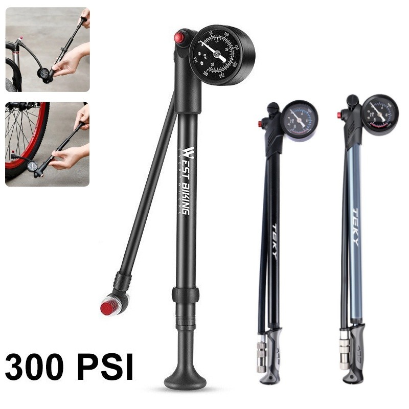 Bomba De Suspensão Profissional 300 PSI Para Garfo E Shock Traseiro Bike MTB Com Manômetro