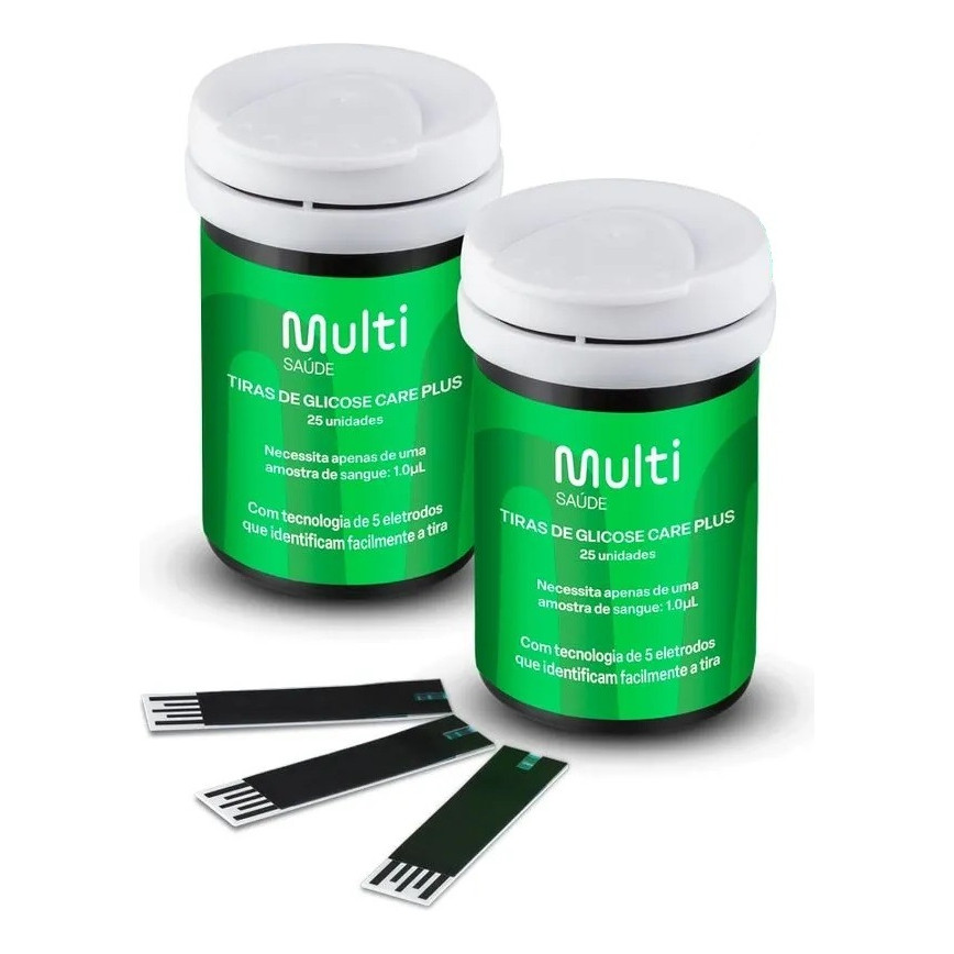 Tiras De Glicemia Care Plus Caixa Com 50un Multi Saúde Hc489 Cor Preto