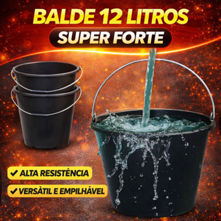 Kit 2 Baldes Reforçado 12 litros Alça de Ferro e Encaixe de Mão em Oferta na Shopee