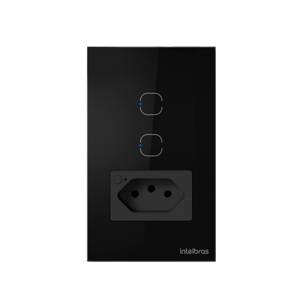 Tomada com 2 Interruptores Inteligentes Wi-fi ETS 2002 Preto Intelbras em Oferta na Shopee