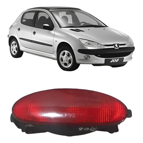 Lanterna Luz Neblina Peugeot 206 Parachoque Traseiro  Ambos Lados Vermelho