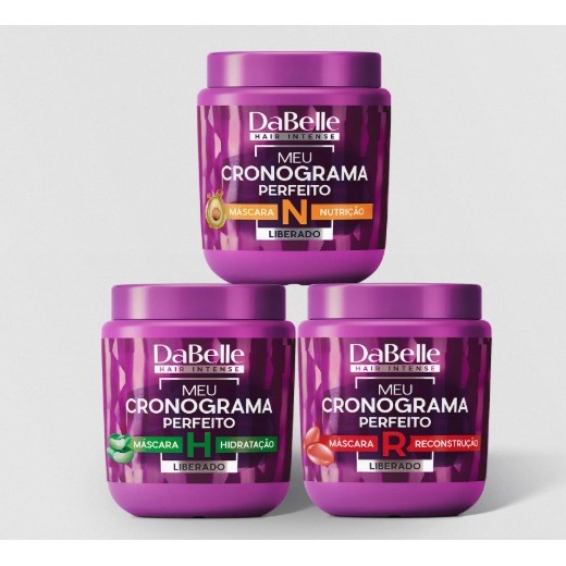 DaBelle Kit 3 Máscaras 400g Meu Cronograma Perfeito - Hidratação, Nutrição e Reconstrução Liberadas