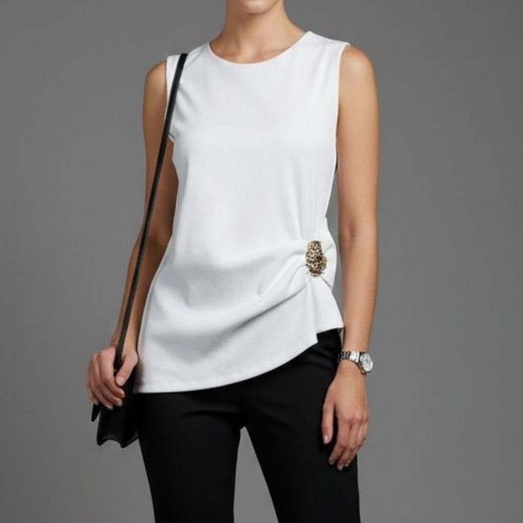 Blusa Feminina Bata Ribana Premium Argola Dourada Moda Social Estilosa