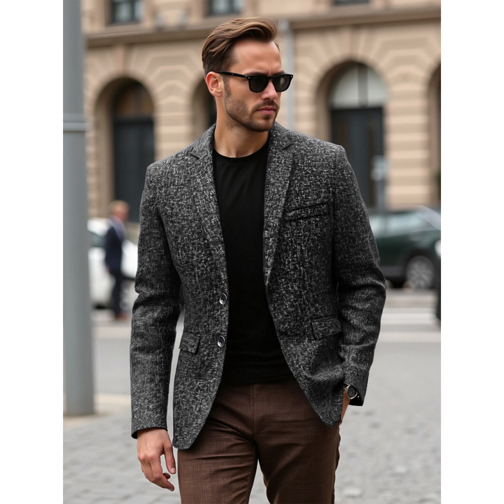 Blazer Masculino Casual de Negócios 2025, Leve, em Poliéster, de Botão Único, para Primavera e Outono