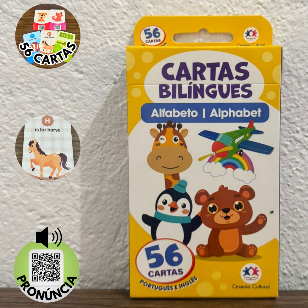 Flash Cards Alfabeto Infantil Inglês Português Cartas Educativas Bilíngues Ciranda Cultural Curso