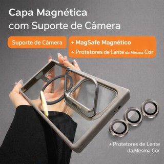 Capa Galaxy S23 S24 S25 FE S26 Plus Ultra Magnética Translúcida MagSafe Antichoque com Lente Metal