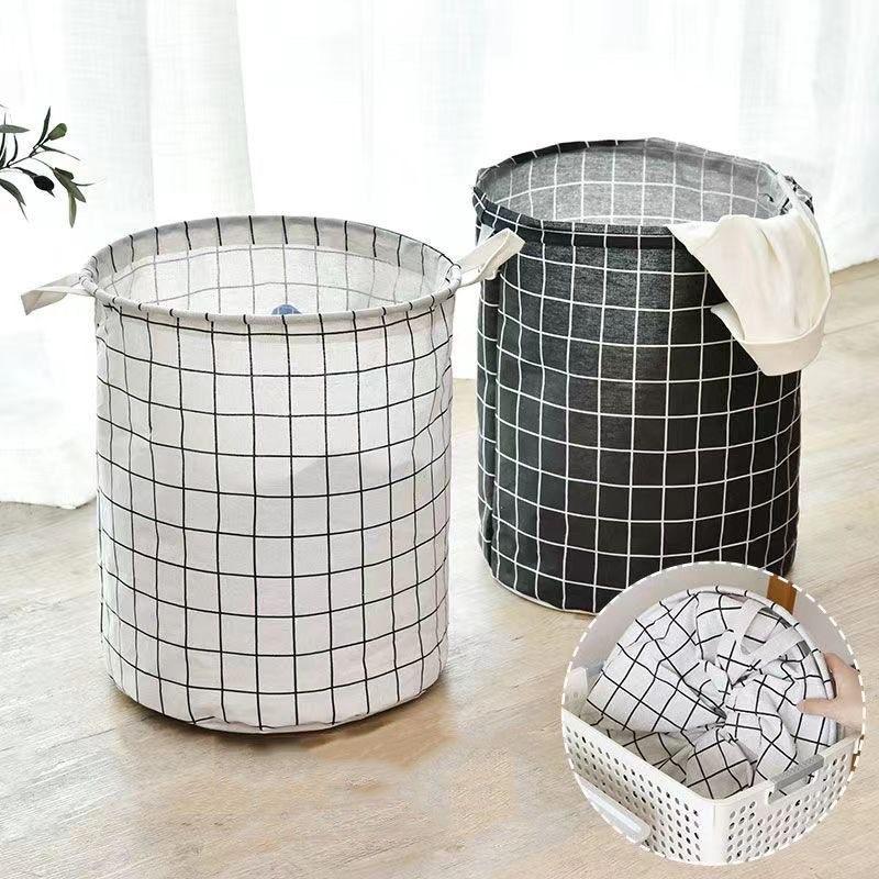 Kit 2 |Cesto de Roupa Suja Dobrável Xadrez | Impermeável | Grande Capacidade | 42x35cm