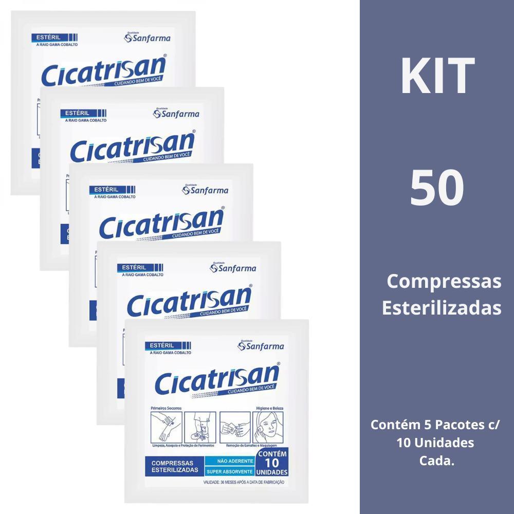Compressa Cicatrisan Não Aderente Com 10 Un Kit com 5 Pacotes