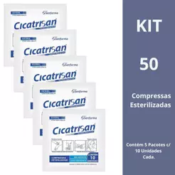 Compressa Cicatrisan Não Aderente Com 10 Un Kit com 5 Pacotes