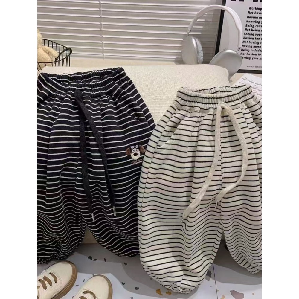 Masculino feminino bebê dos desenhos animados listrado calças casuais 2025 primavera outono novo estilo crianças 1 crian