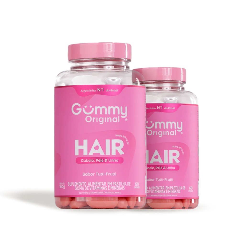 Gummy Hair Vitamin Original Tutti-frutti 2 Potes de 60 Gomas em Oferta na Shopee