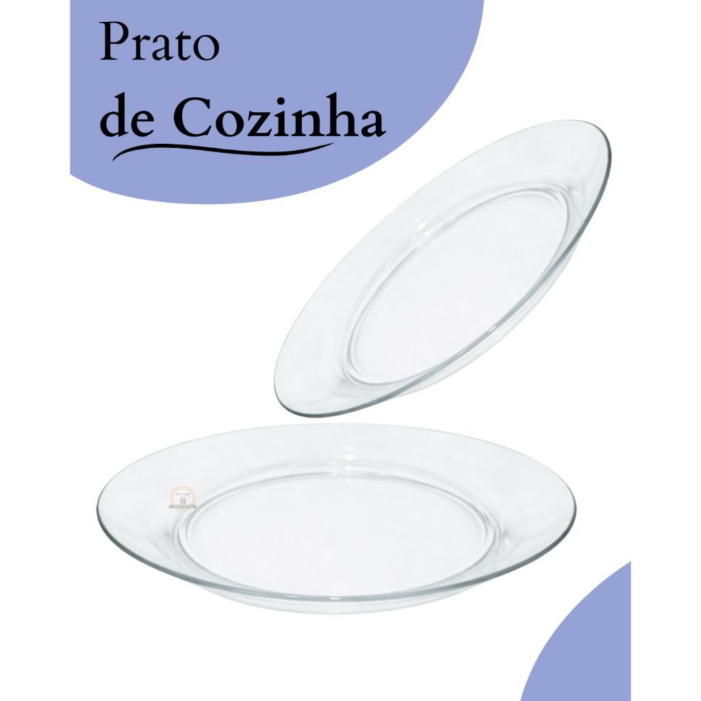 Kit De 4 a 12 Pratos De Vidro Fundo Transparente Resistente 22cm Para Comidas E Sobremesas