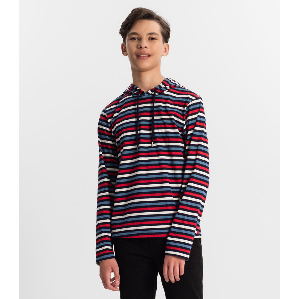 Camiseta Juvenil Menino Listrada Minty Azul