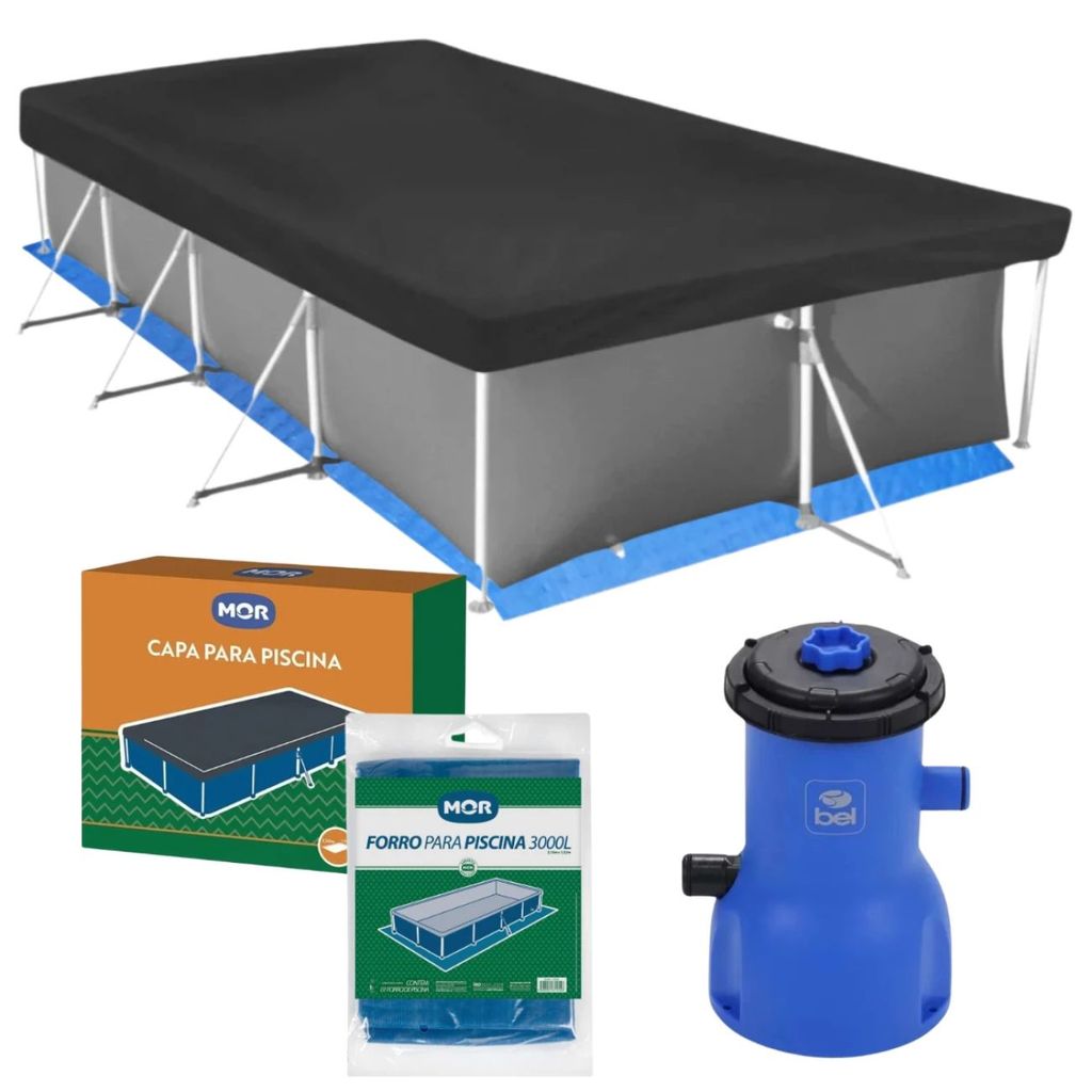 Conjunto para Piscina Mor 3000l: Capa + Forro + Bomba Filtrante 3028l/H 110v (sem Piscina)