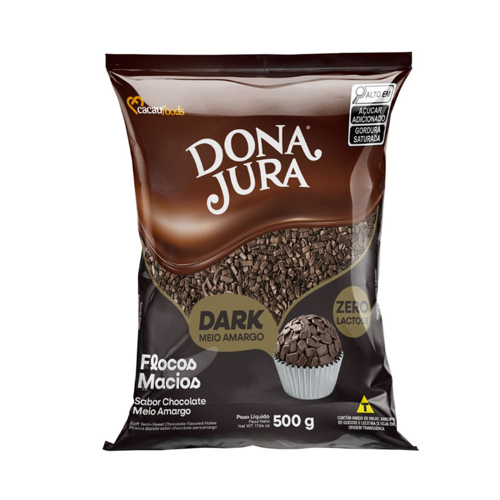 Flocos Macio Sabor Dark Meio Amargo 500g - Dona Jura em Oferta na Shopee