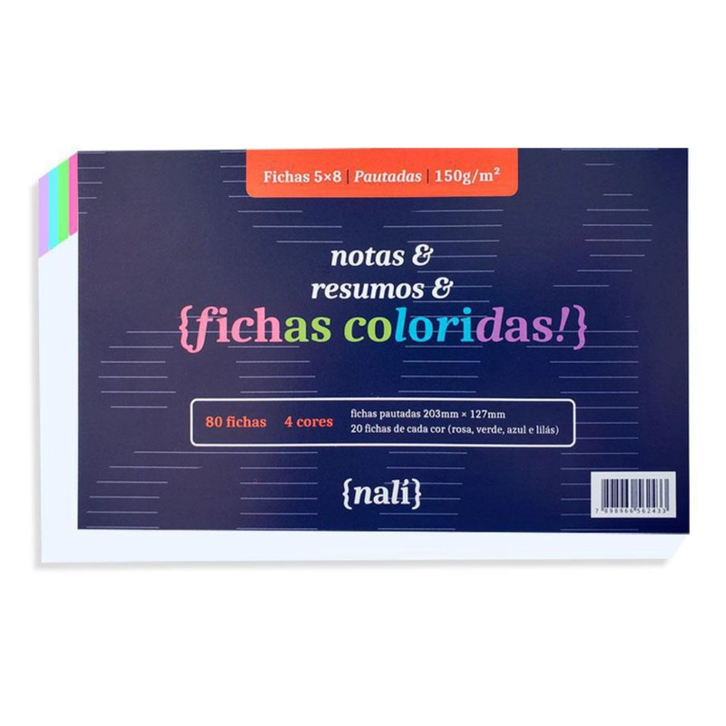 Fichas Coloridas 5 X 8 150g/m2 Pautada