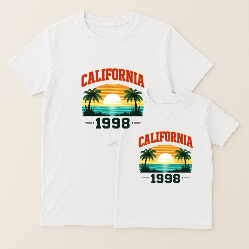 Kit Camisetas Unissex Tal Pai Tal Filho(a) Tal mãe Tal filho(a) California 1998 Estilo Retrô Família 100% Algodão