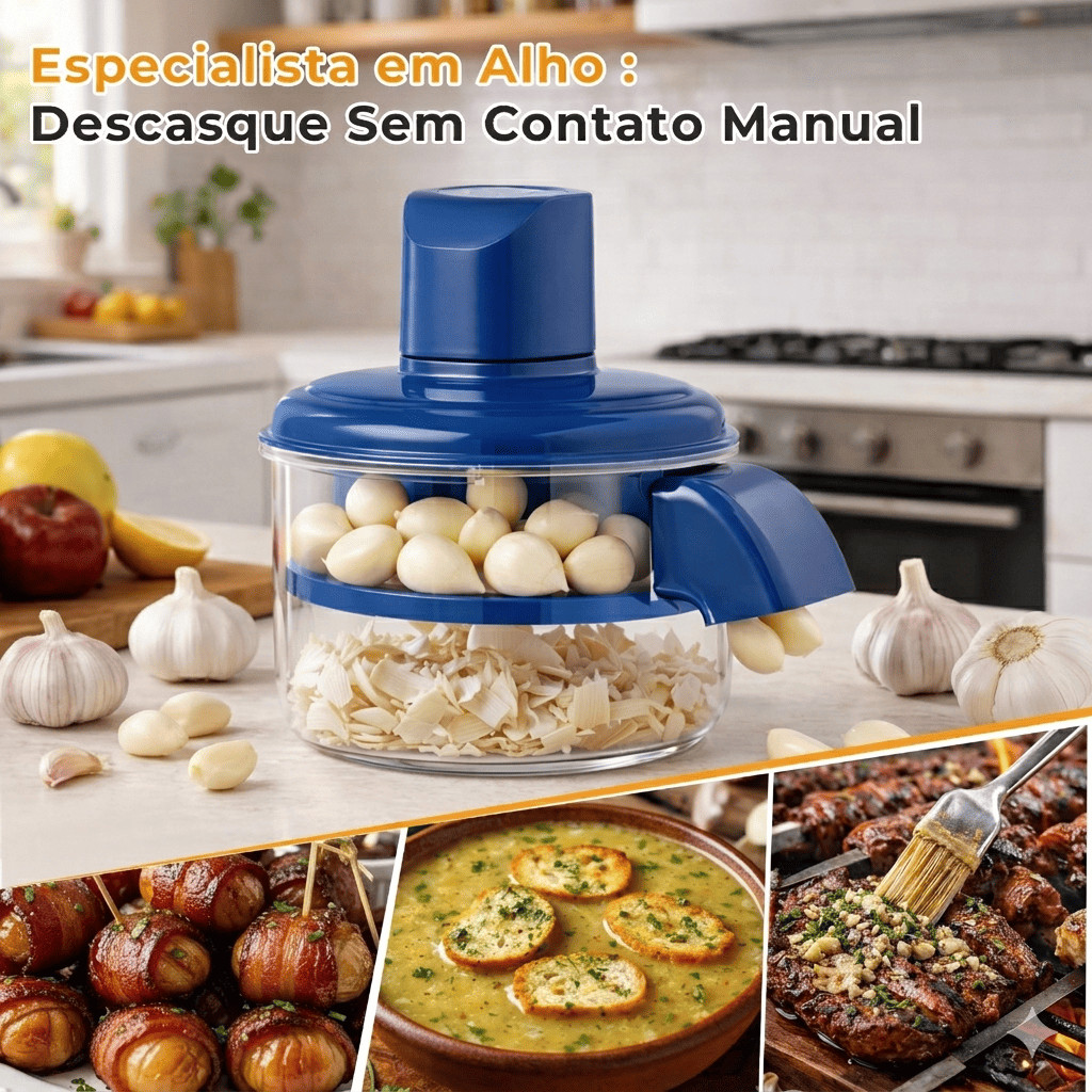 Descascador Elétrico Automatico Portátil 110/220V Cozinha Descascar Alho Uvas Frutas Tomate Legumes