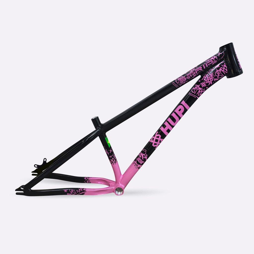 Quadro Bike HUPI Strip Gancheira Horizontal Aro 26 Preto e Rosa