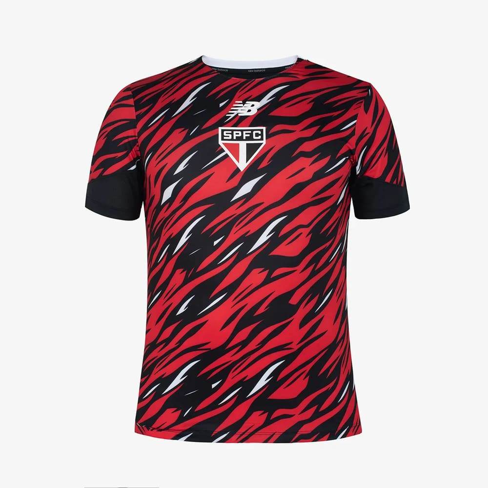 Camisa São Paulo Pré Jogo New Balance 26/27 Vermelho/Preto Oficial + NF