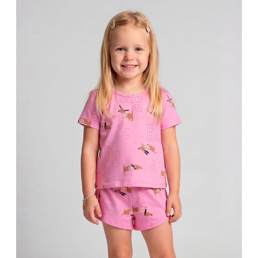 Conjunto Infantil Blusa e Shorts Select Rosa