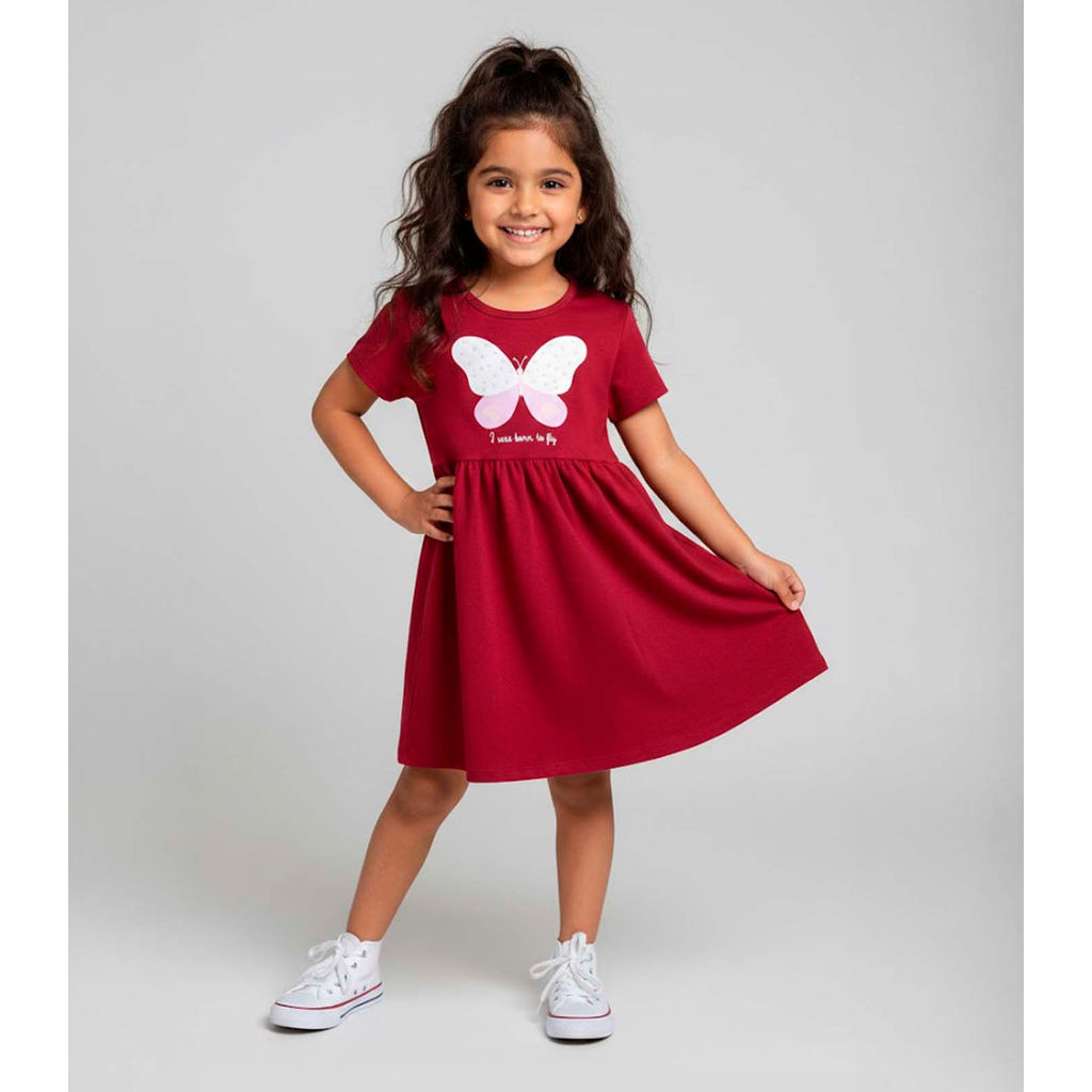 Vestido Infantil em Molecotton Select Vermelho