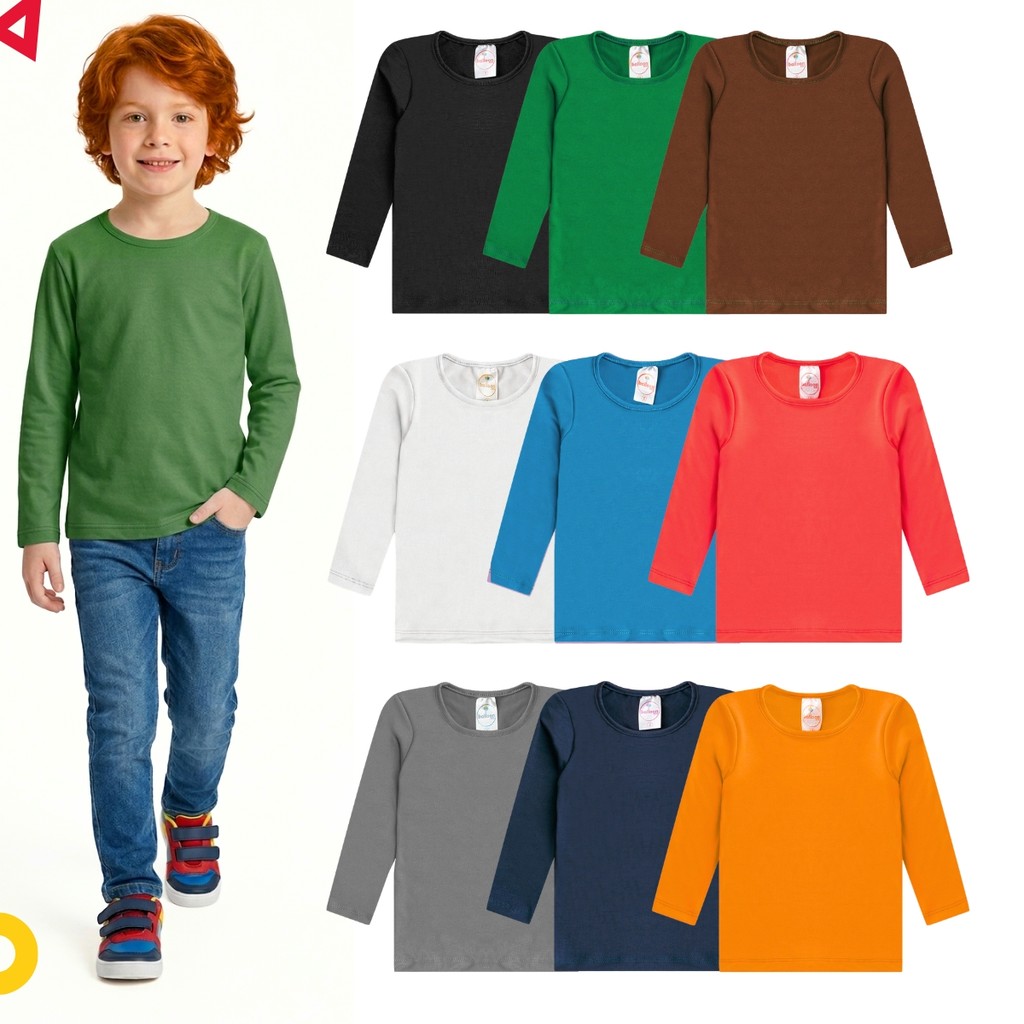 Kit 3 Blusas Térmicas Infantil Masculina Manga Longa Segunda Pele Forrada para I