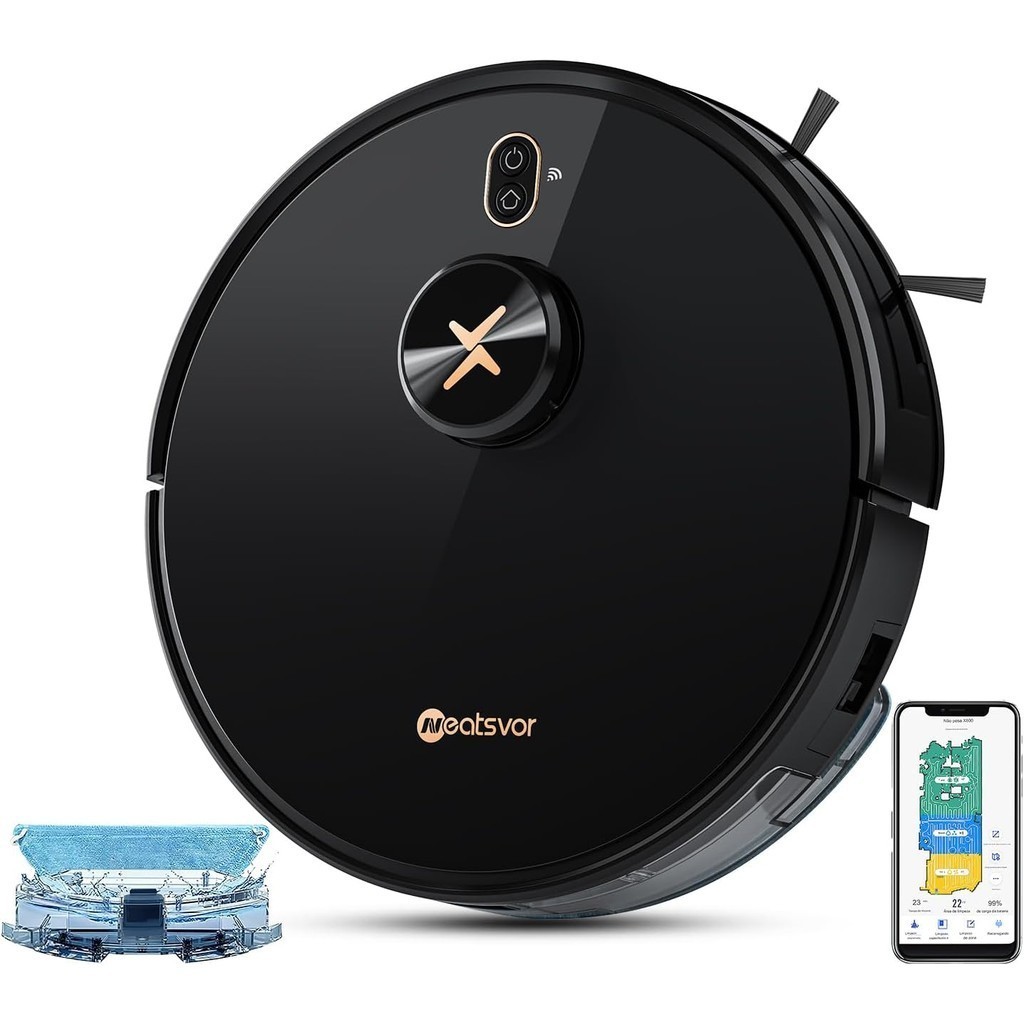 Aspirador de pó robô Neatsvor X600 Pro Mapeamento inteligente 6000Pa 5200mAh Navegação avançada Varredura Limpeza Bivolt
