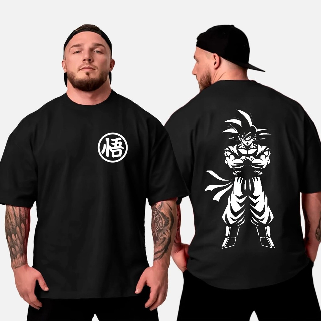 [Camiseta Vintage Masculina Algodão]HYP Camiseta Masculina Dragon Ball Oversized Streetwear Treino Academia