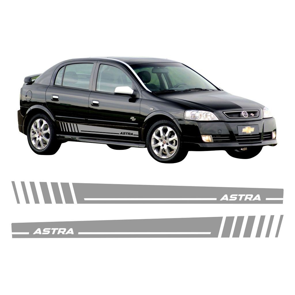 Adesivos Astra Faixa Lateral Sport Tuning 2 E 4 Portas Personalizado Prata CH44