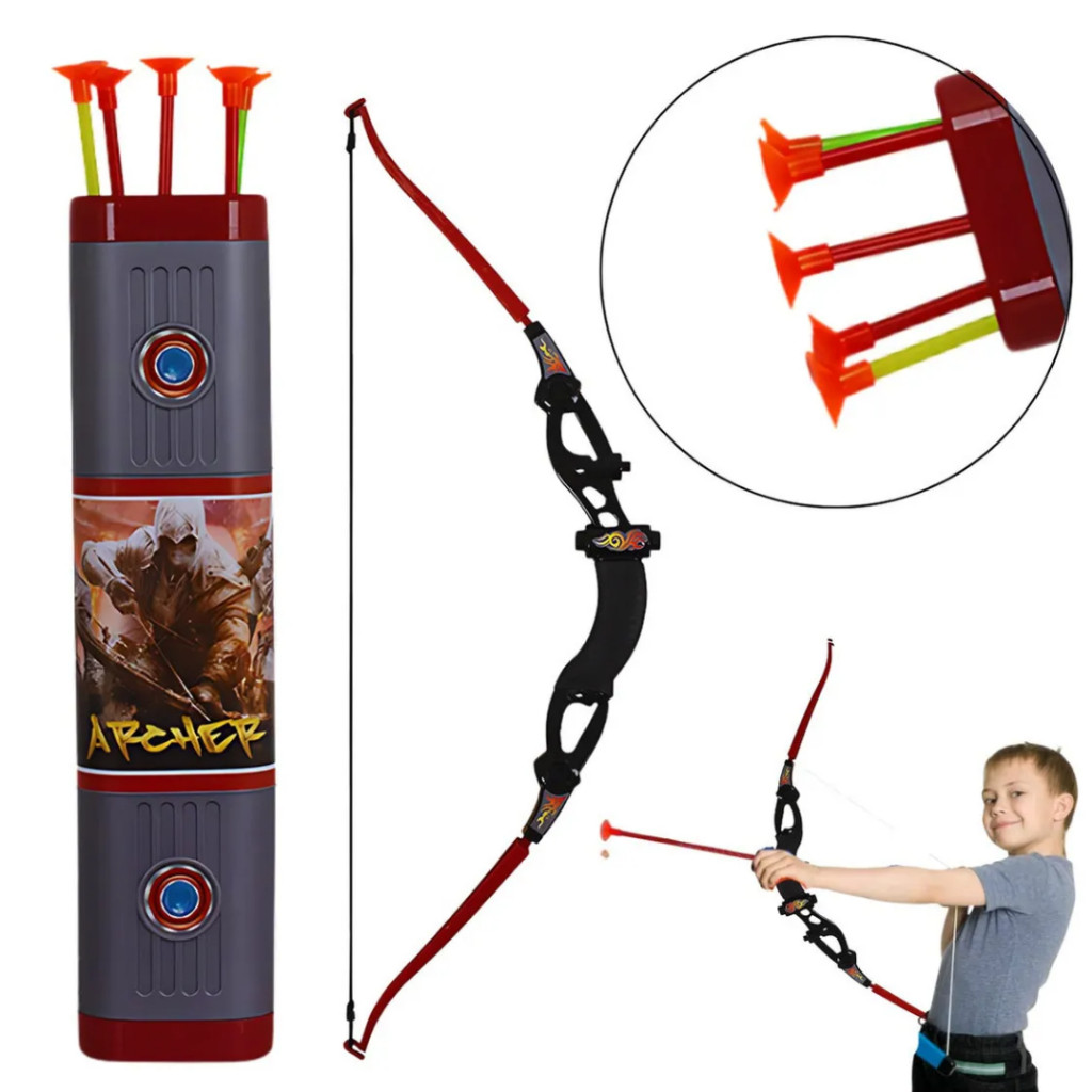 Arco e Flecha Infantil Com Bolsa Aljava Lançador com Dardos