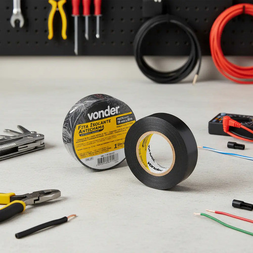 Fita Isolante Antichama 20m X 19mm Preta Vonder Preto