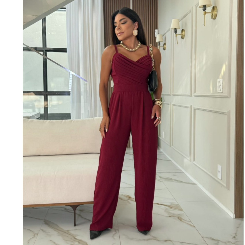Macacão Mais Vendidos Calça Pantalona Casual Longo Novidade Moda Tendência Festa Duna Qualid Premium