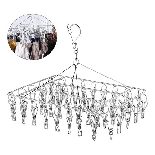 Varal De Roupas Dobrável 26 Prendedores De Teto Aço Inox Preto em Oferta na Shopee