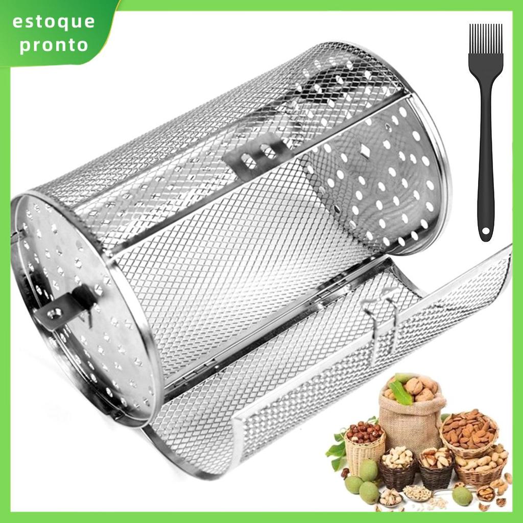 Cesto Assador Com Pincel 360 ° Gaiola Rotativa De Aço Inoxidável Para Rotisserie , Porta Móvel , Grelha , Torrador , Lav