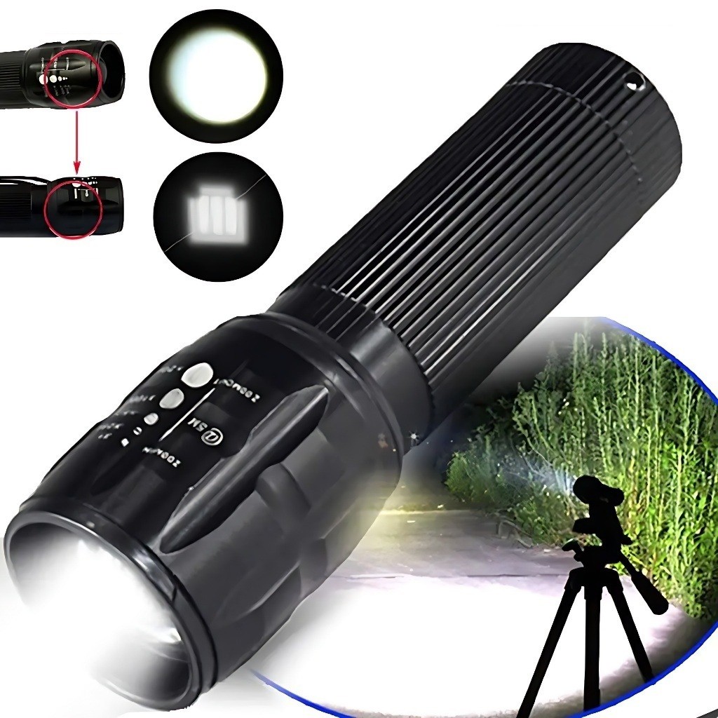 Lanterna Tatica Led Q3 Com Zoom Com Pilha 3 Modos para Acampamentos/Esportes