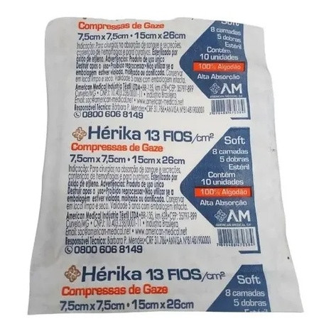 Compressa Gaze Estéril ERIKA Pacote C/500 Un 13 Fios Anvisa em Oferta na Shopee